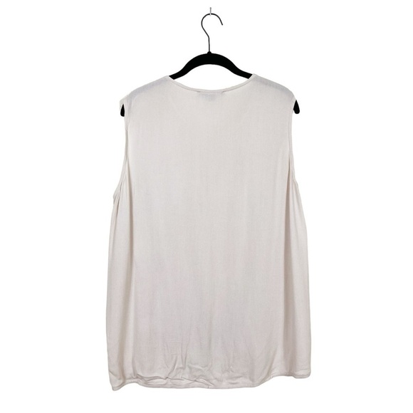 Harlowe & Graham Women's Cream Sleeveless Elastic Front Hi-Low Shell Top Size M - Picture 4 of 6